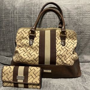 Tommy Hilfiger Satchel with Matching Wallet~~Gently Used~~Brown